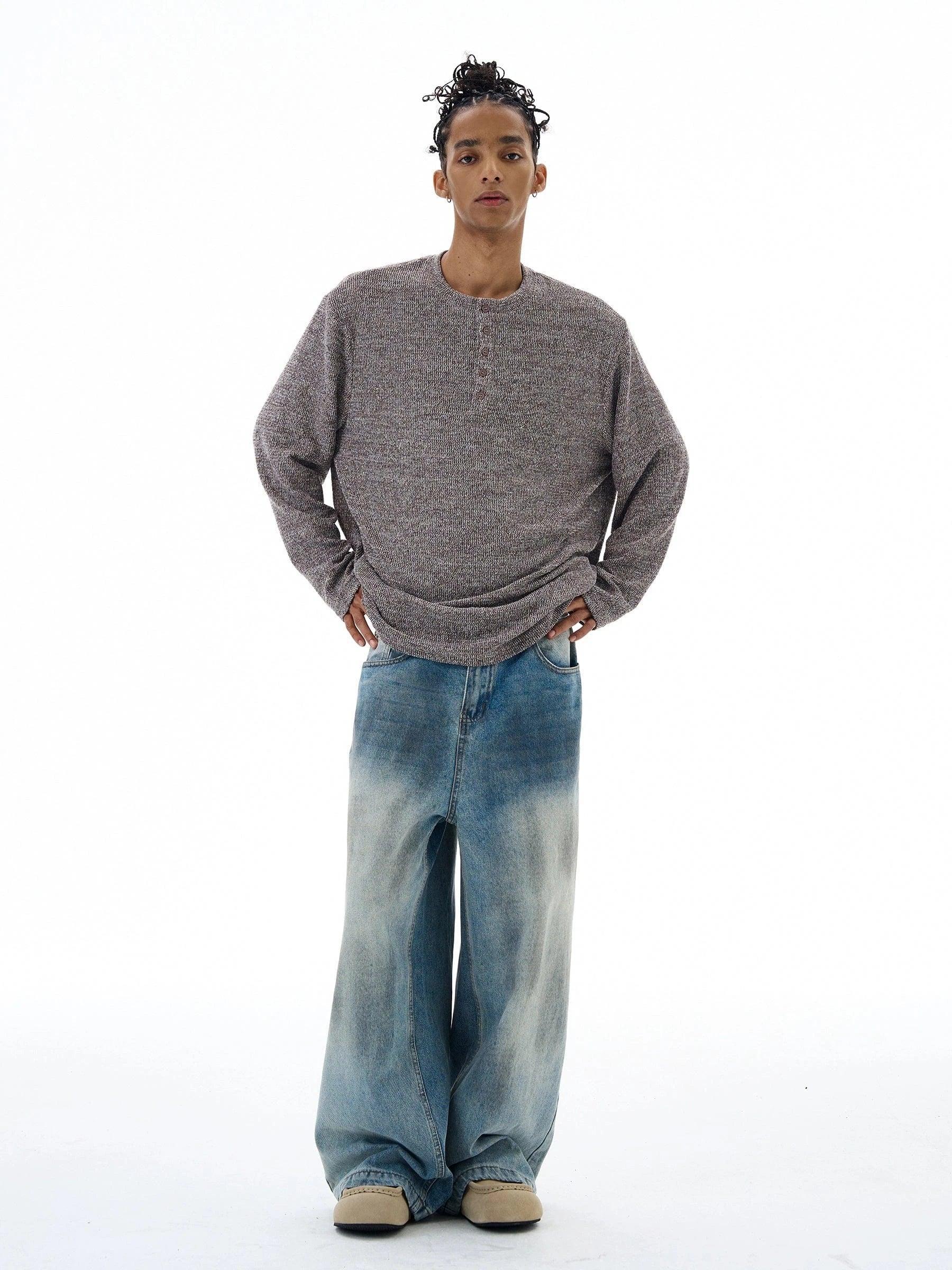 RT No. 19550 KNIT HENRY COLLAR SWEATER Product Image