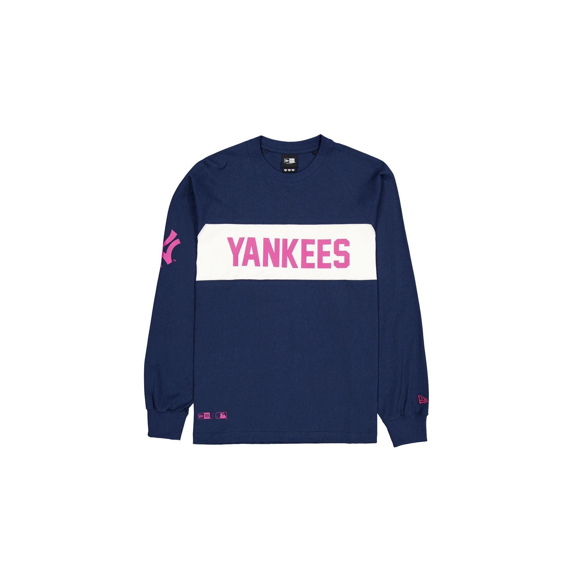New York Yankees Color Block Dress Blues Long Sleeve T-Shirt Male Product Image