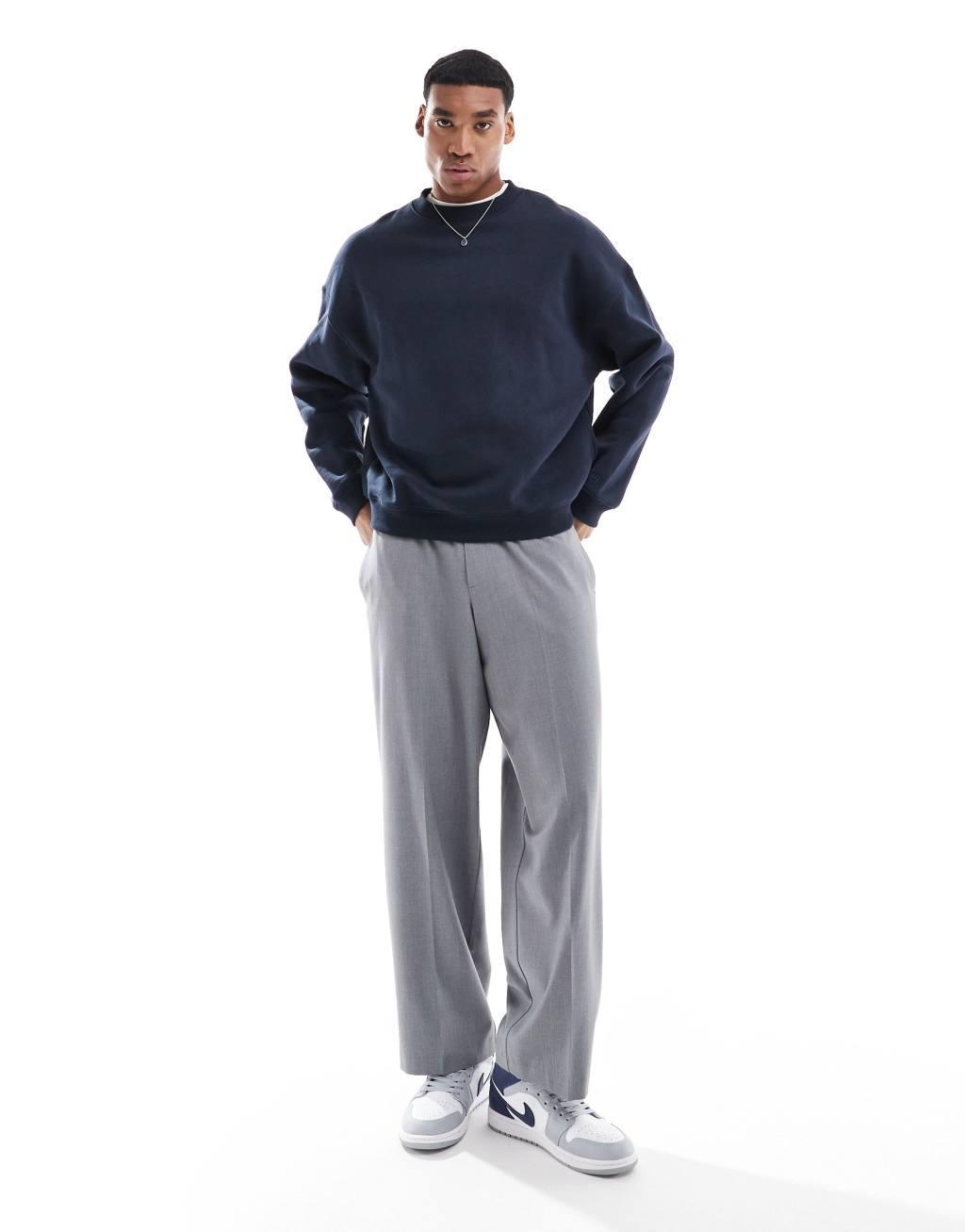 Pull&Bear boxy fit sweatshirt in navy Product Image