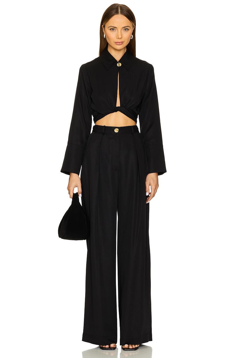 Collared Long Sleeve Wrap Top MATTHEW BRUCH Product Image