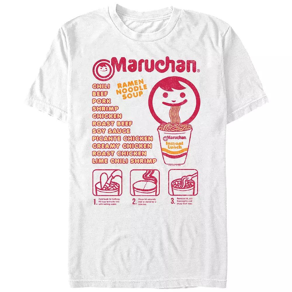 Men's Maruchan Ramen Noodle Soup Flavors Graphic Tee, Size: XS, White Product Image