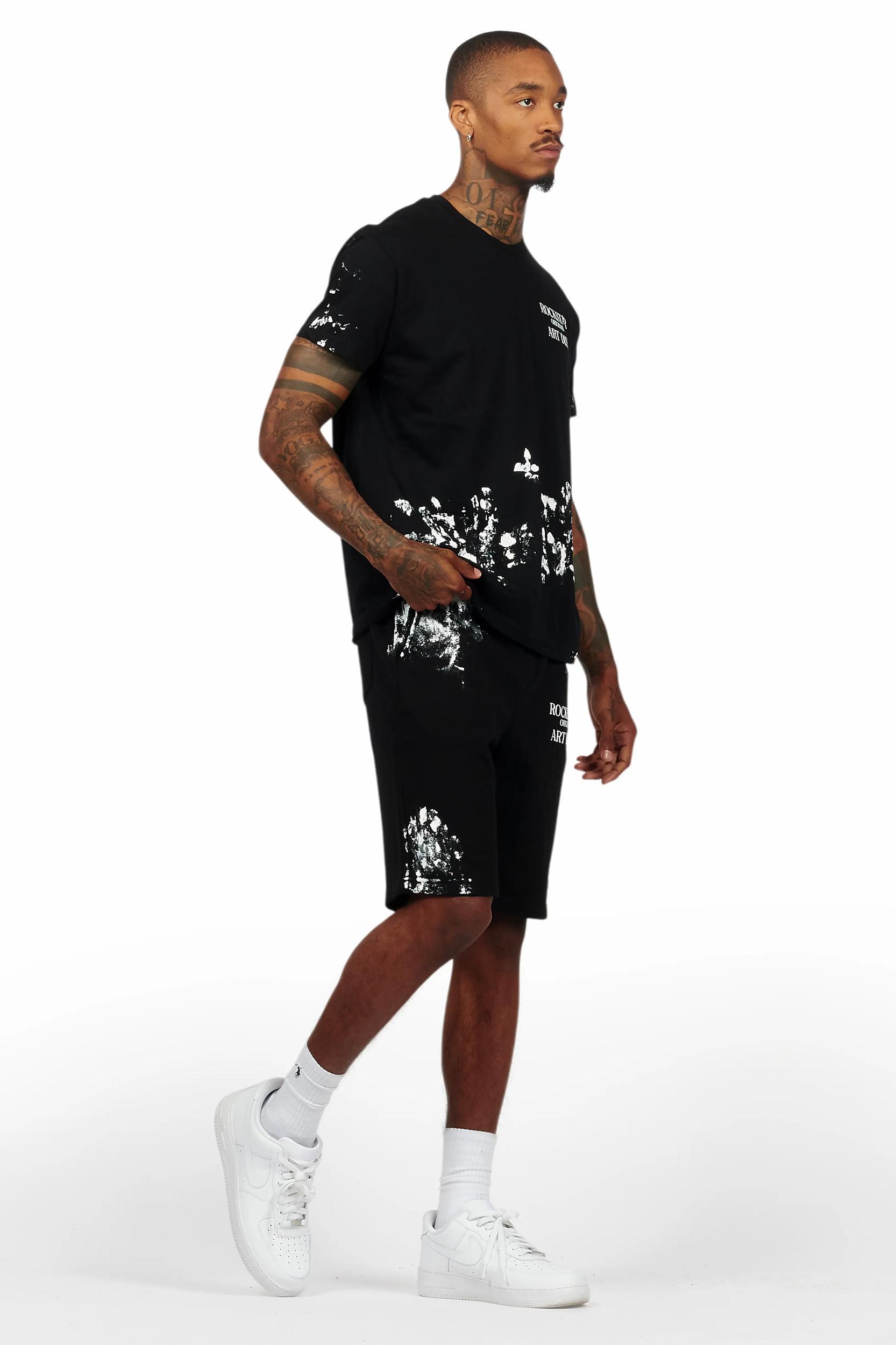 Filip Black Graphic T-Shirt Short Set Male Product Image