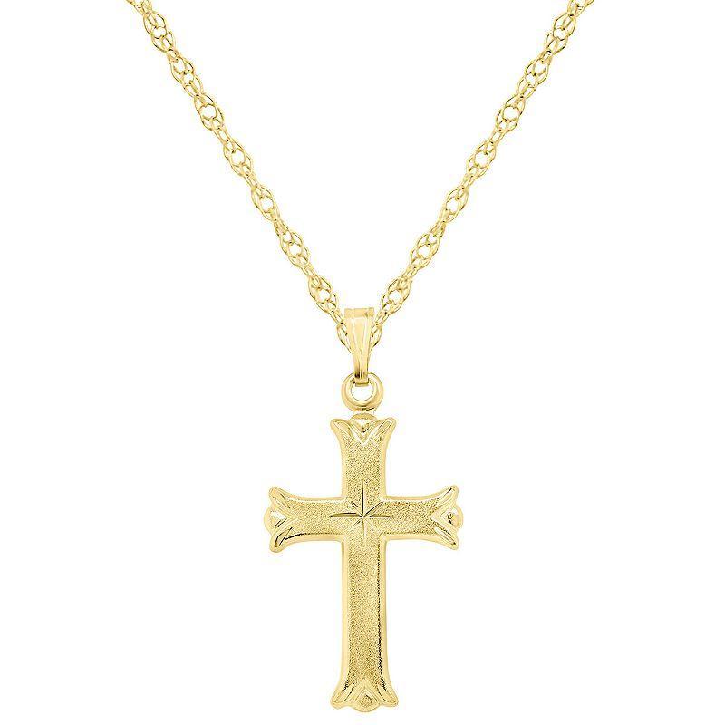 Sterling Silver Cross Pendant, Women's, Size: 18", 14k Gold Plated Product Image
