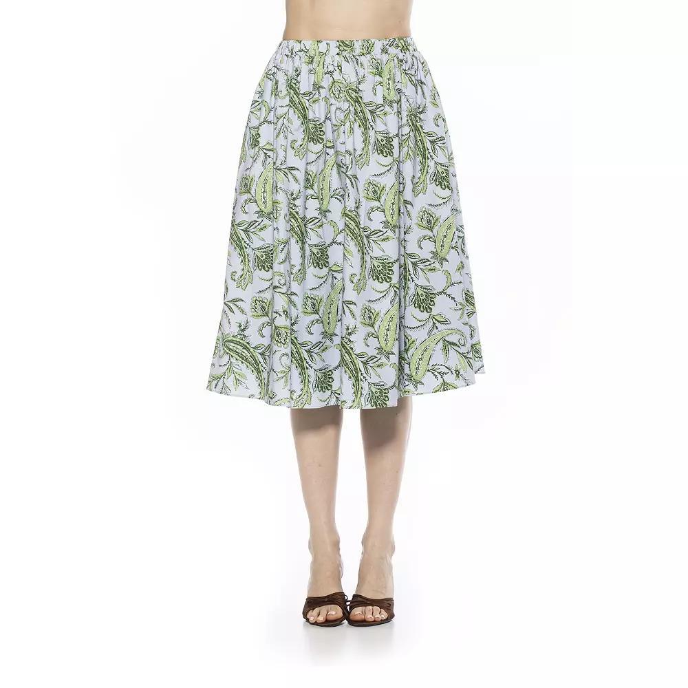 Women's ALEXIA ADMOR Isla Elastic Waist Shirred Midi Skirt, Size: Large, Leopard Product Image