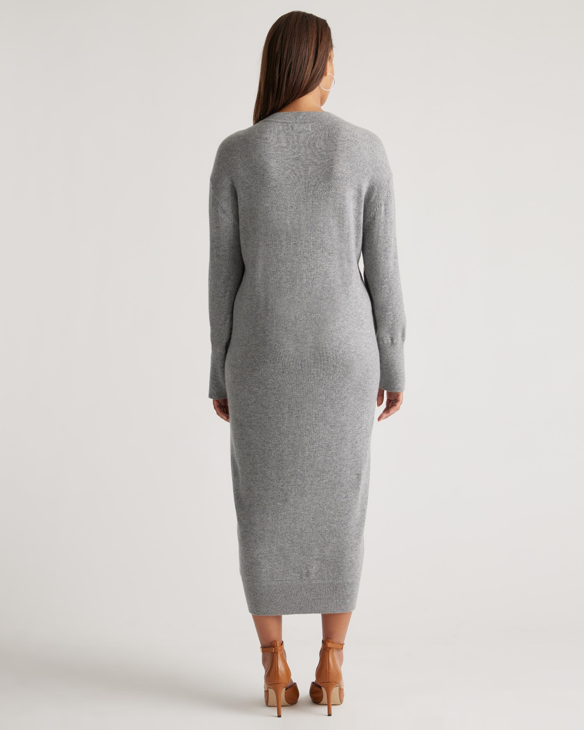 Quince | Women's Mongolian Cashmere V-Neck Midi Sweater Dress Product Image