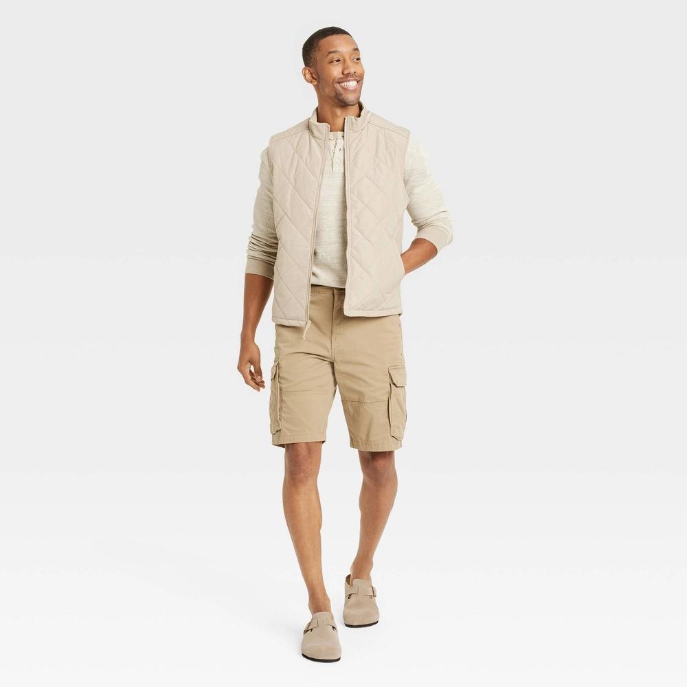 Men's 11" Cargo Shorts - Goodfellow & Co™ Tan 34: Midweight Cotton-Spandex, Below Knee Product Image