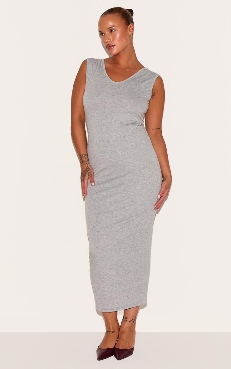 Plus Grey Marl Jersey Scoop Neck Midaxi Dress Product Image