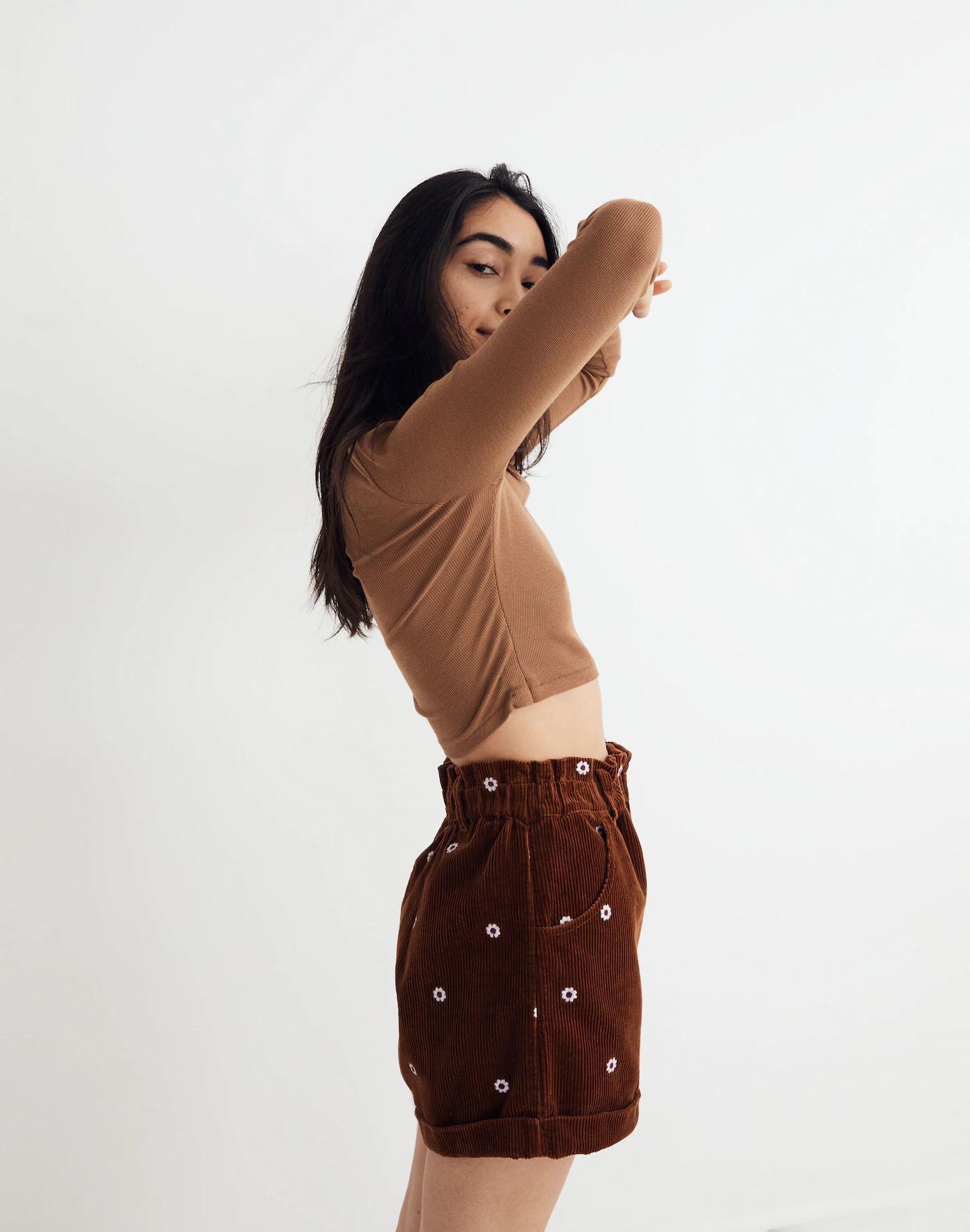 Fine Ribbed Supercrop Crewneck Long-Sleeve Tee Product Image