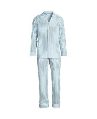 Men's Lands' End Essential Long Sleeve Top & Pants Pajama Set, Size: XXL, Grey Blue Stripe Product Image