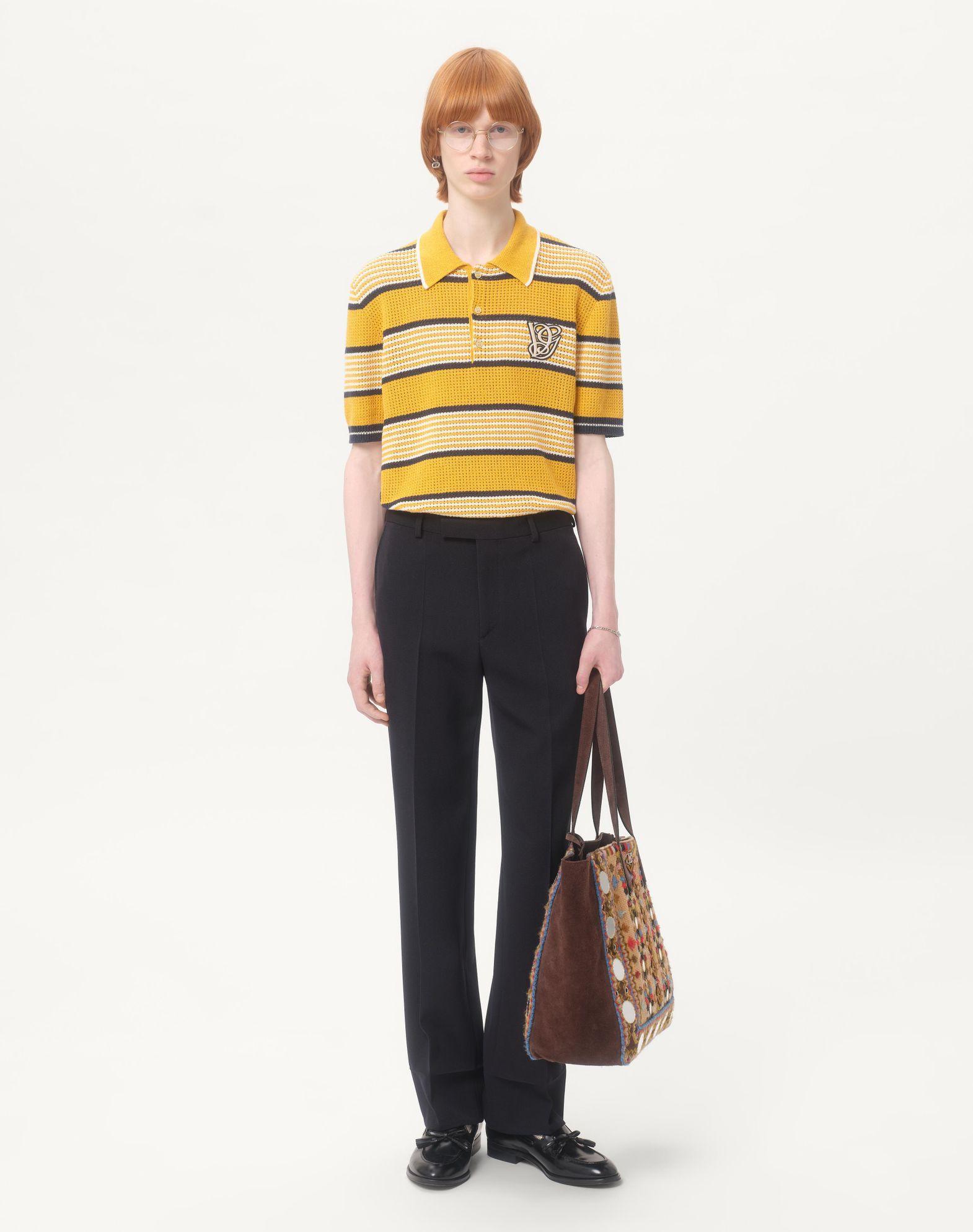 Long-Sleeved Linen And Cotton Polo Shirt With Vg Patch Product Image