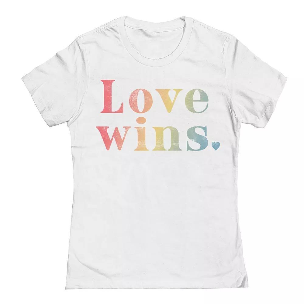 Junior's Grayson Threads The Label Love Wins Text Pride Graphic Tee, Women's, Size: Medium, White Product Image