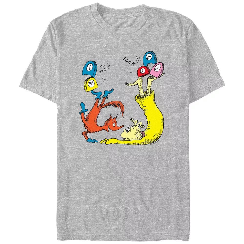 Mens Dr. Seuss Tick Tock Fox Guy Graphic Tee Athletic Grey Product Image