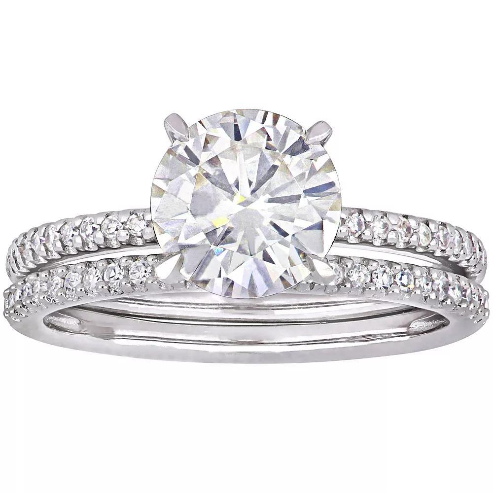 Stella Grace 14k White Gold 1/4 Carat T.W. Diamond & Created Moissanite Engagement Ring Set, Women's, Size: 5 Product Image