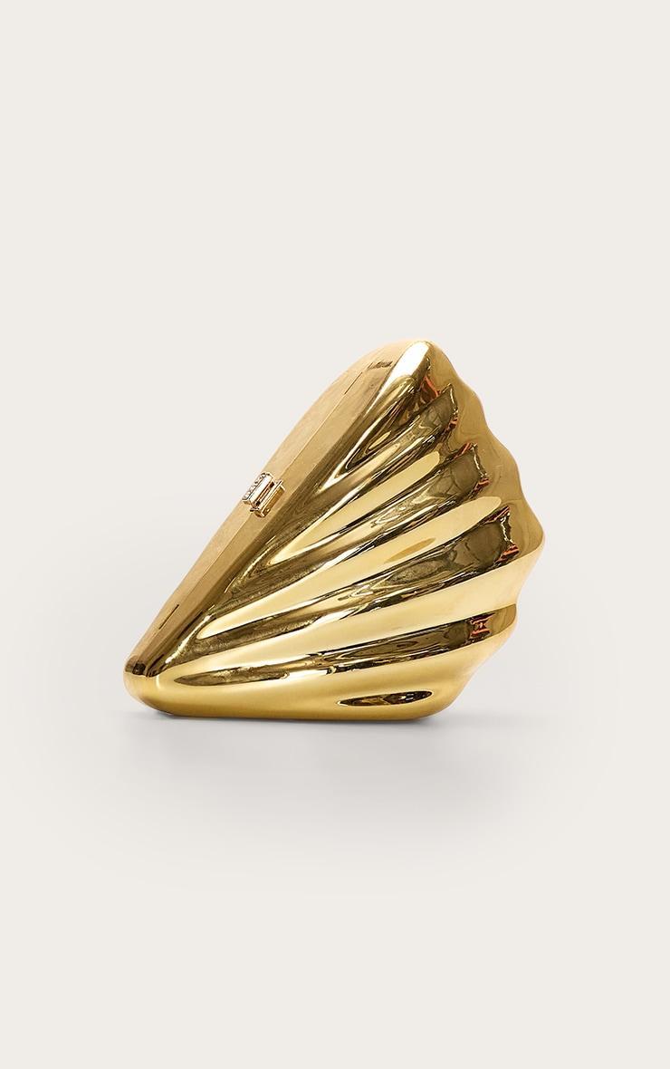 Gold Abstract Shell Hard Clutch Bag Product Image