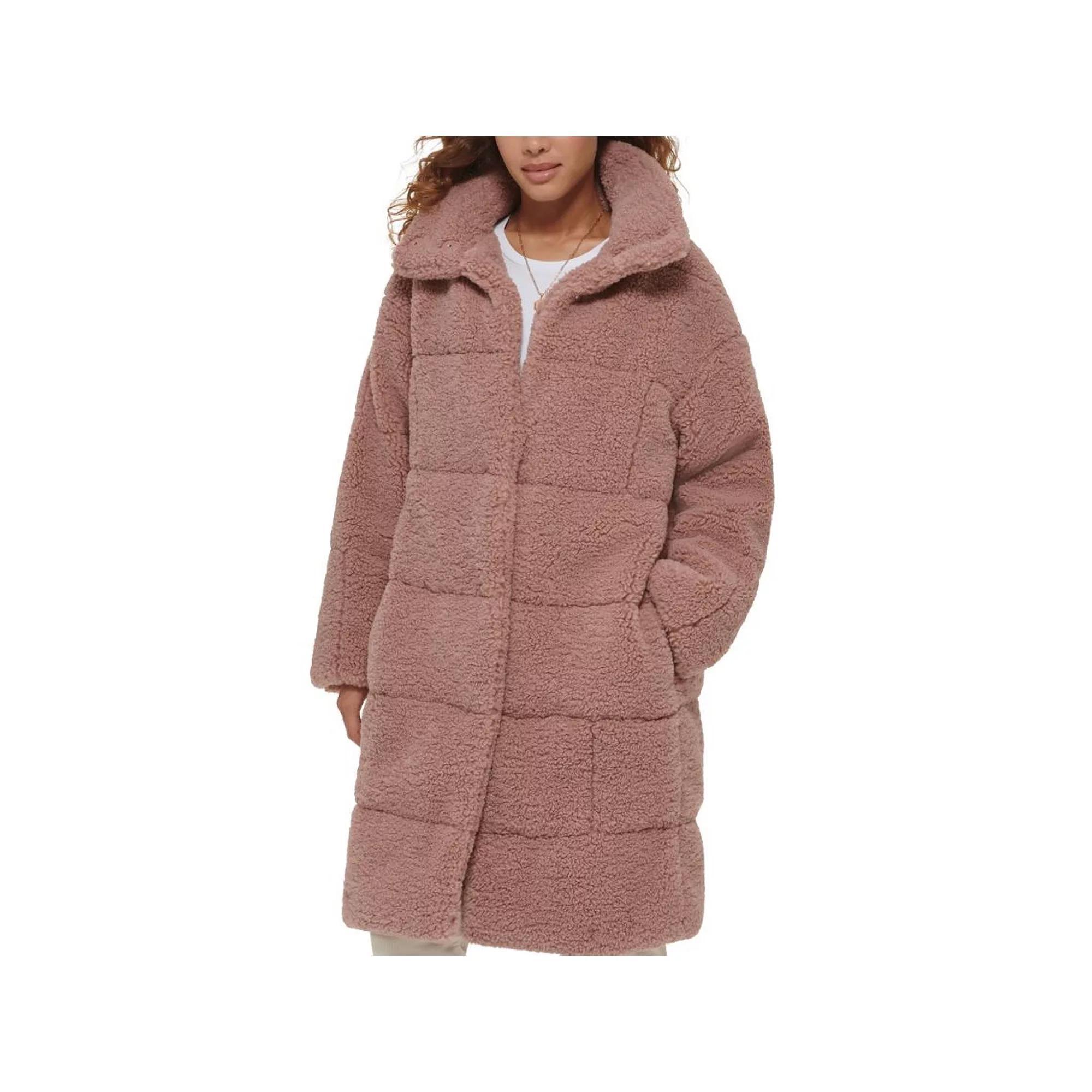Women's Levi's® Long Quilted Sherpa Coat, Size: Medium, Darkest Green Product Image