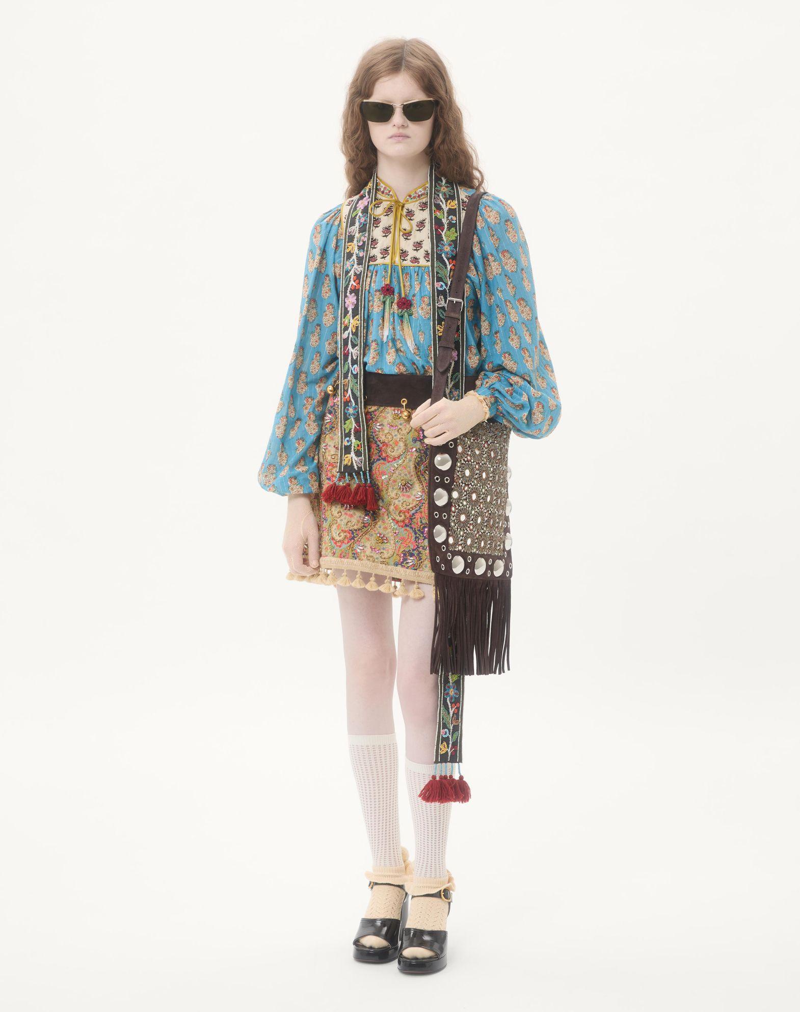 Valentino Garavani Nellcôte Embroidered Shoulder Bag With Fringes Product Image