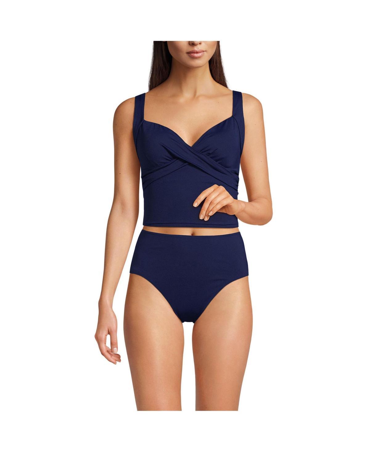 Women's Lands' End Chlorine Resistant Wireless Cropped Tankini Top, Size: 4, Deep  Blue Product Image