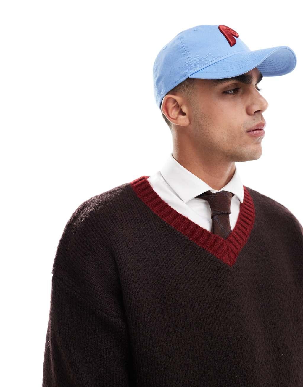 Cotton On v neck knit in brown and red Product Image