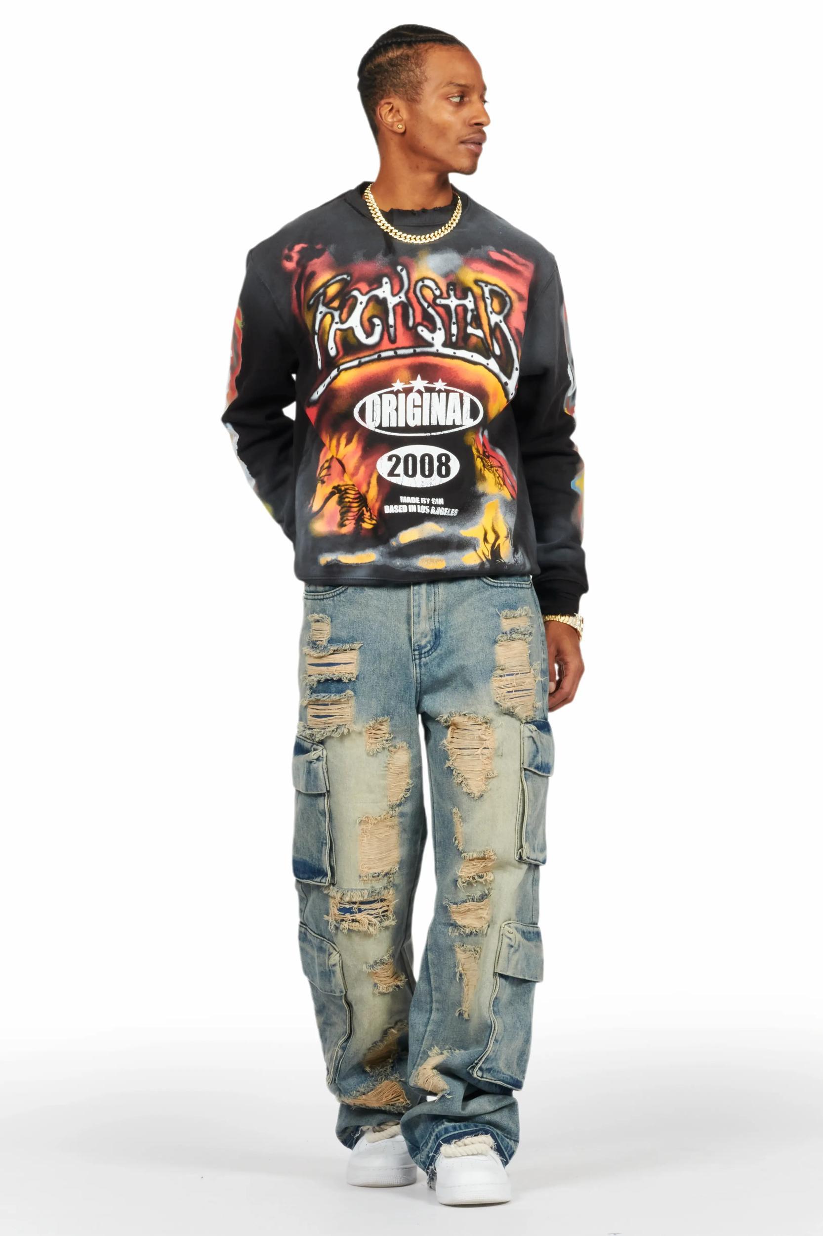 Farren Black Graphic Crewneck Male Product Image