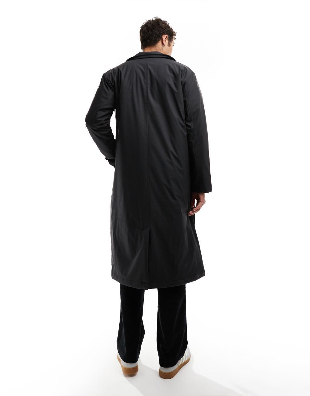 ASOS DESIGN rubberized trench coat in black Product Image