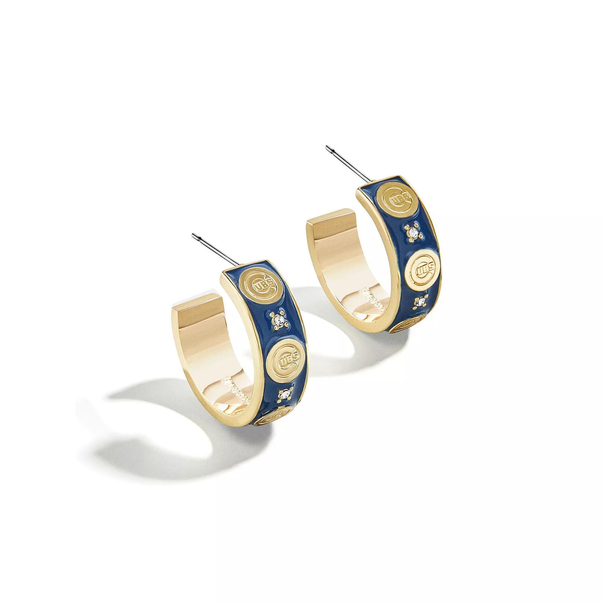 WEAR By Erin Andrews x BaubleBar Chicago Cubs Enamel Hoop Earrings, Women's, Gold Product Image