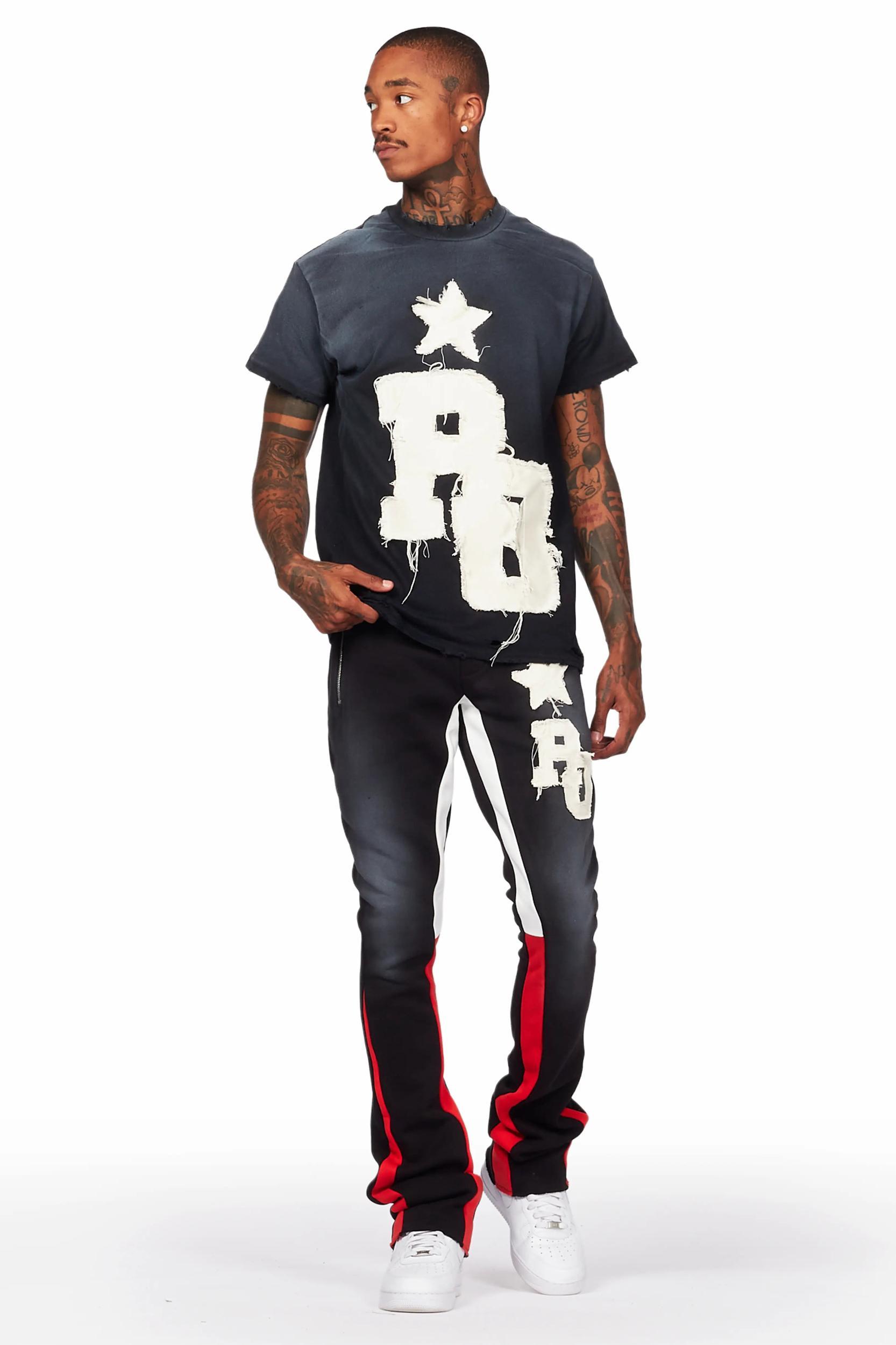 Edwald Black T-Shirt/Stacked Flare Track Set Male Product Image
