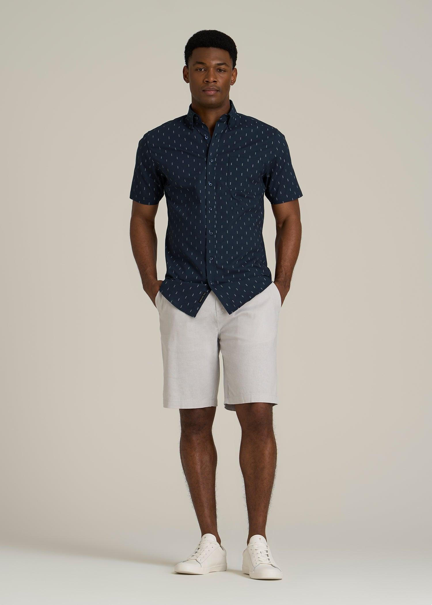 Short Sleeve Shirt for Tall Men in Navy Arrow Print Product Image