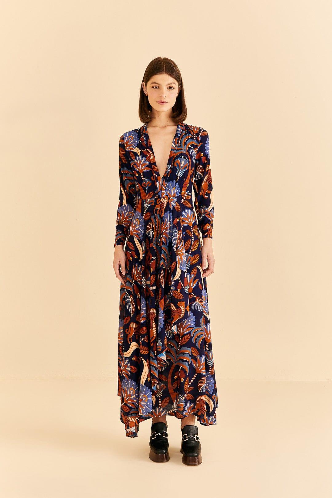 Blue Nature Beauty Long Sleeve Maxi Dress, NATURE BEAUTY BLUE / XXS Product Image