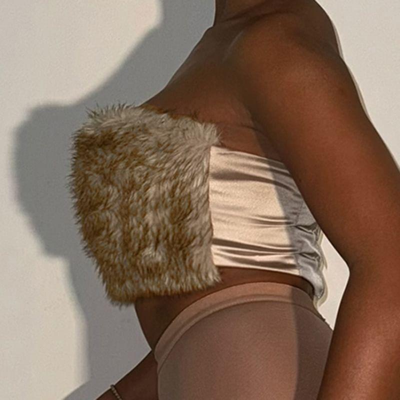 Faux Fur Panel Tube Top Product Image