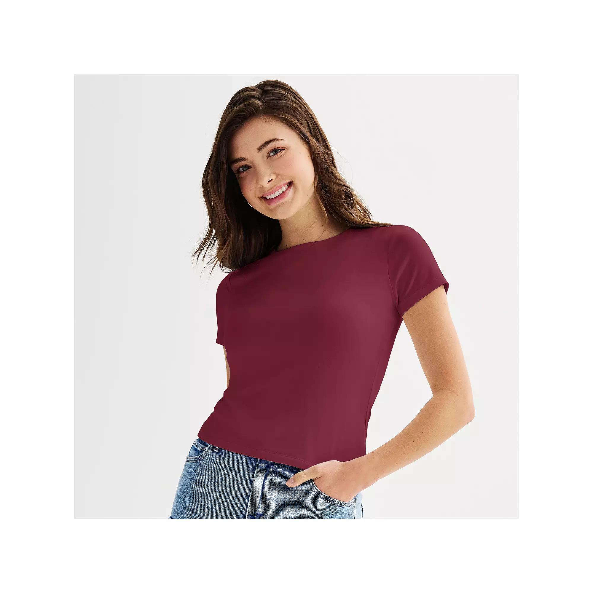 Juniors Harper & Ivy Short Sleeve Contour Crew Tee, Girls Product Image
