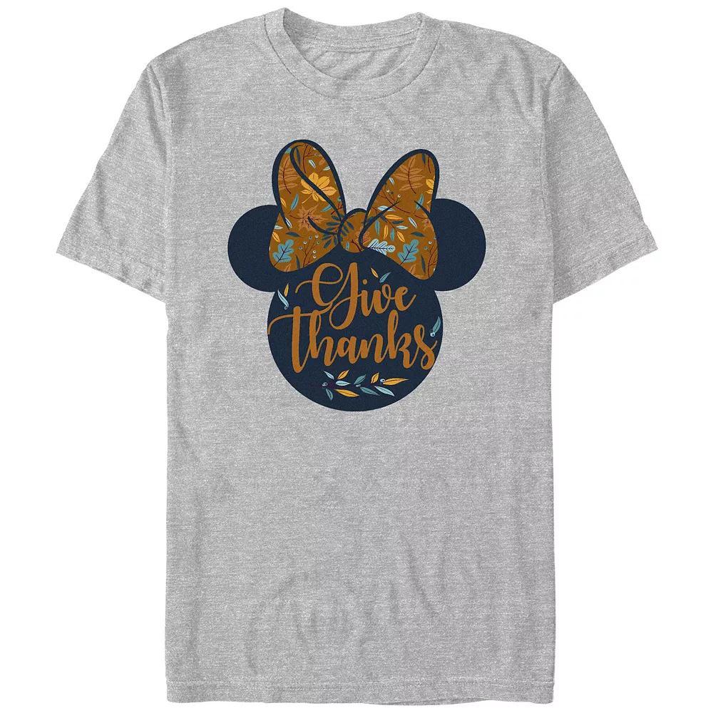 Disney's Minnie Mouse Bow Give Thanks Men's Graphic Tee, Size: XS, Athletic Grey Product Image