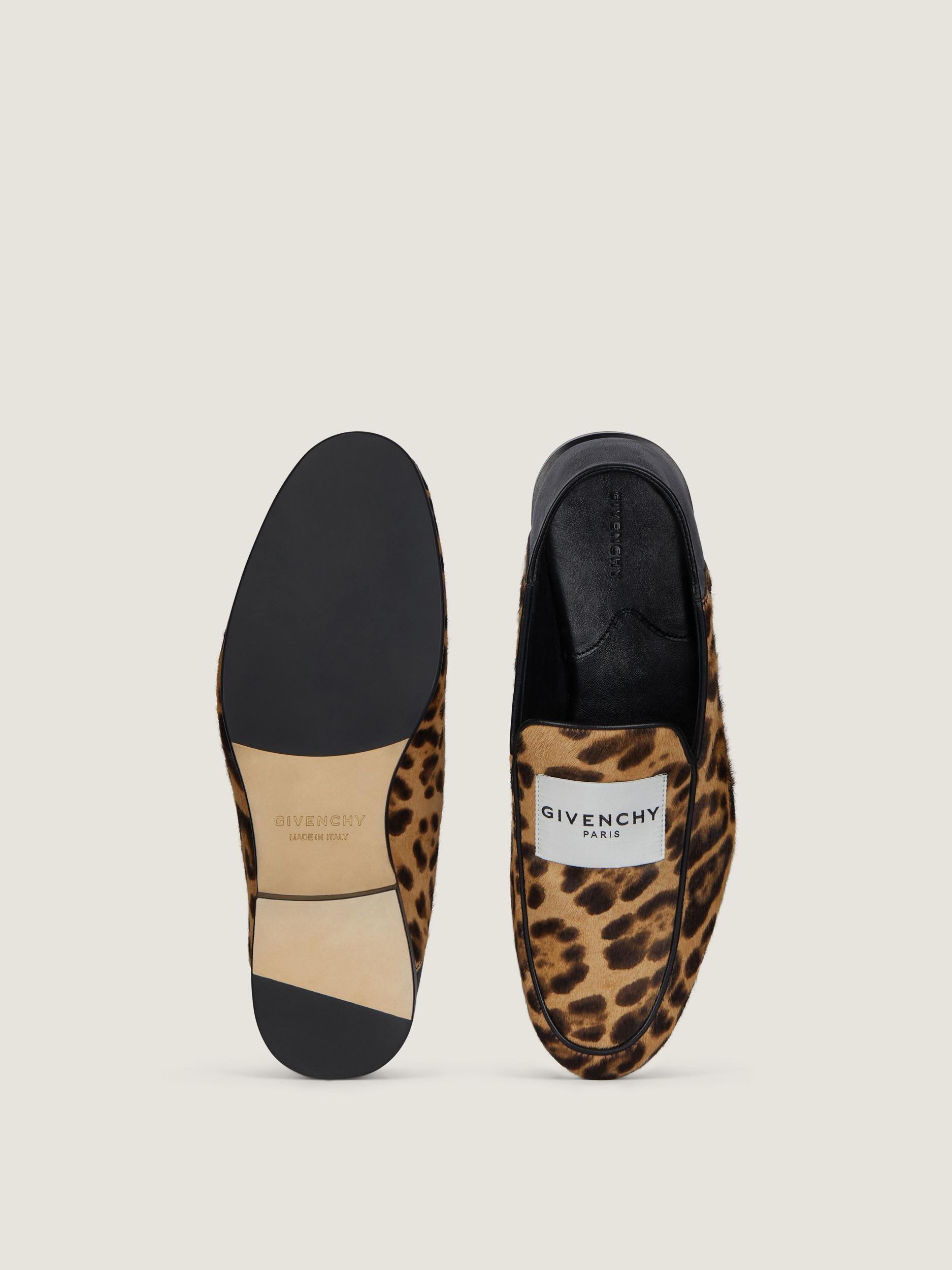 Label loafers in pony effect leather with leopard pattern Product Image
