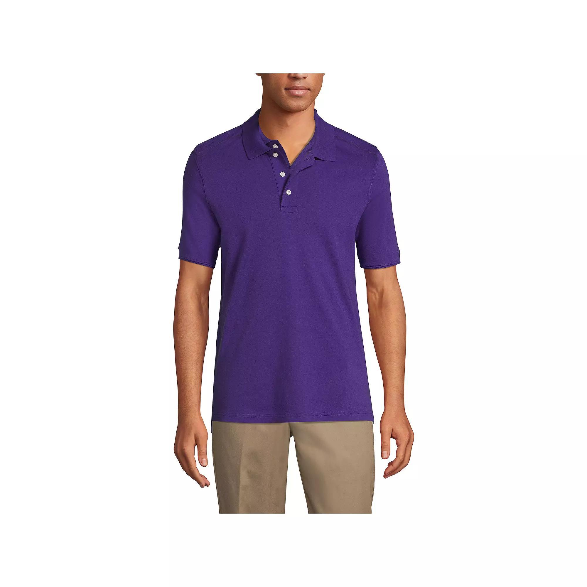 Men's Lands' End Short Sleeve Interlock Polo Shirt, Size: Large, Orange Spice Product Image
