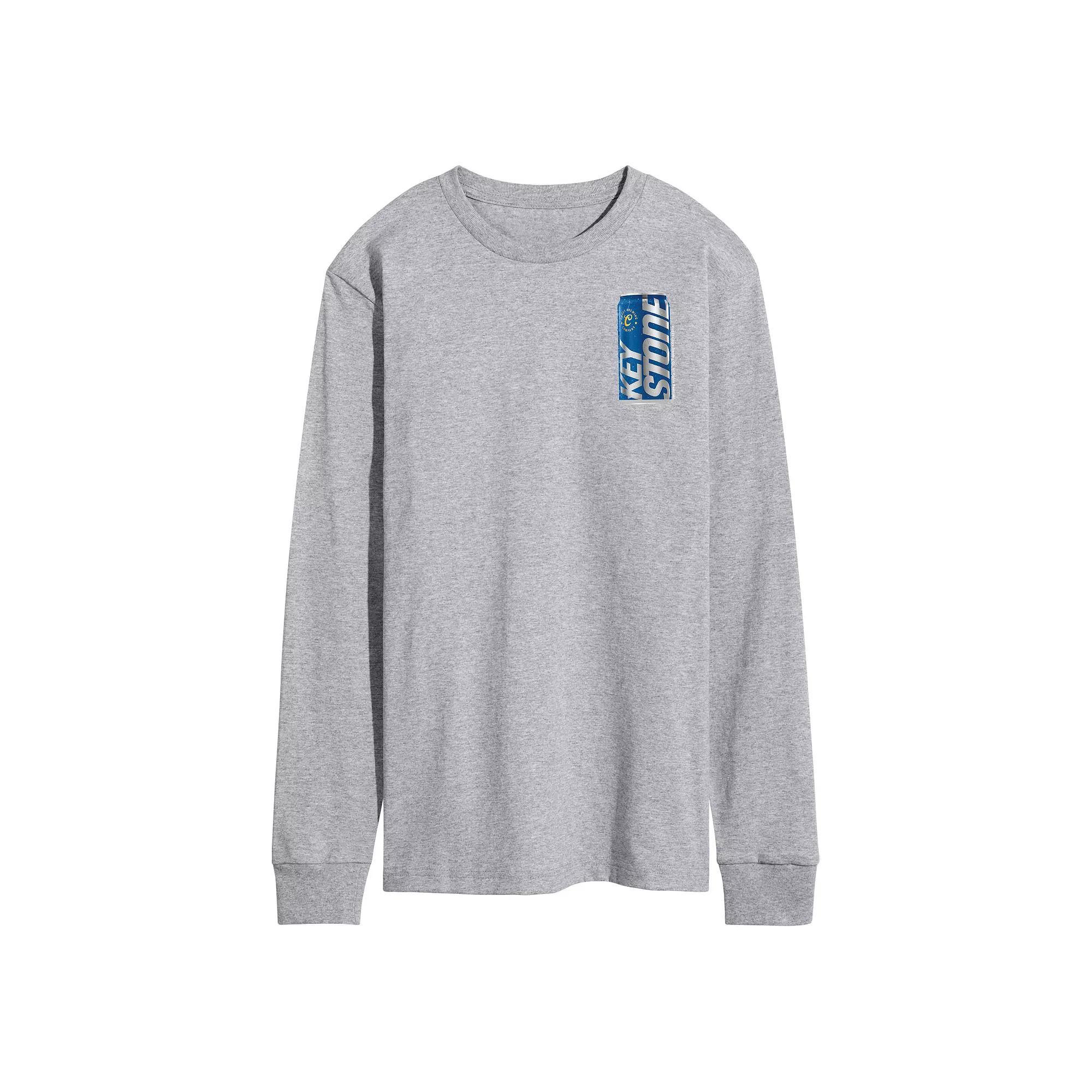 Mens Keystone Light Bottle Can Long Sleeve Graphic Tee Grey Gray Product Image