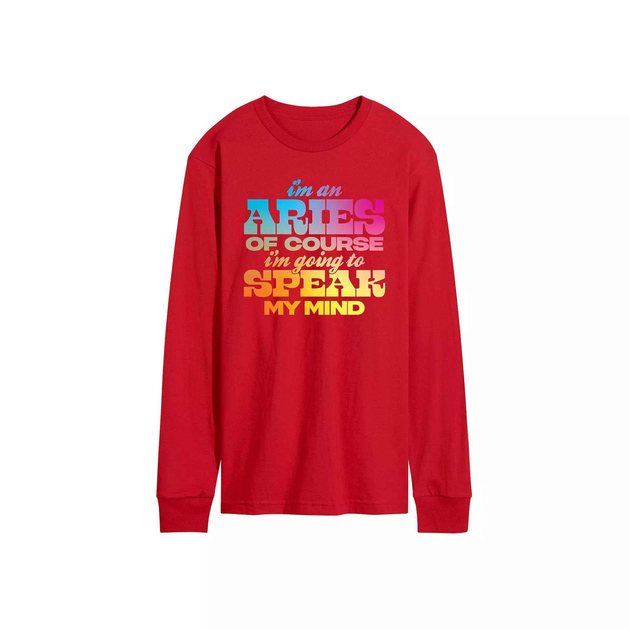 Mens Im An Aries Speak My Mind Long Sleeve Graphic Tee Product Image