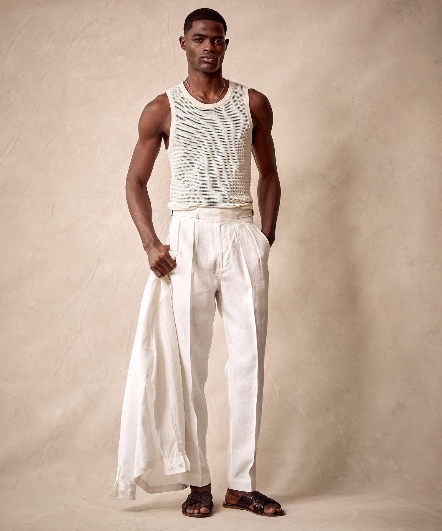 Irish Linen Gurkha Trouser in White Product Image