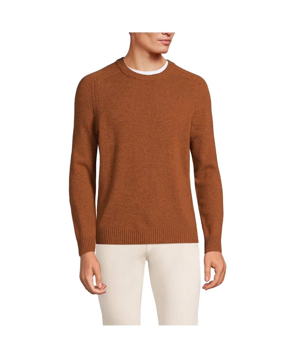 Mens Lands End Lambswool Sweater Honey Red Marl Product Image