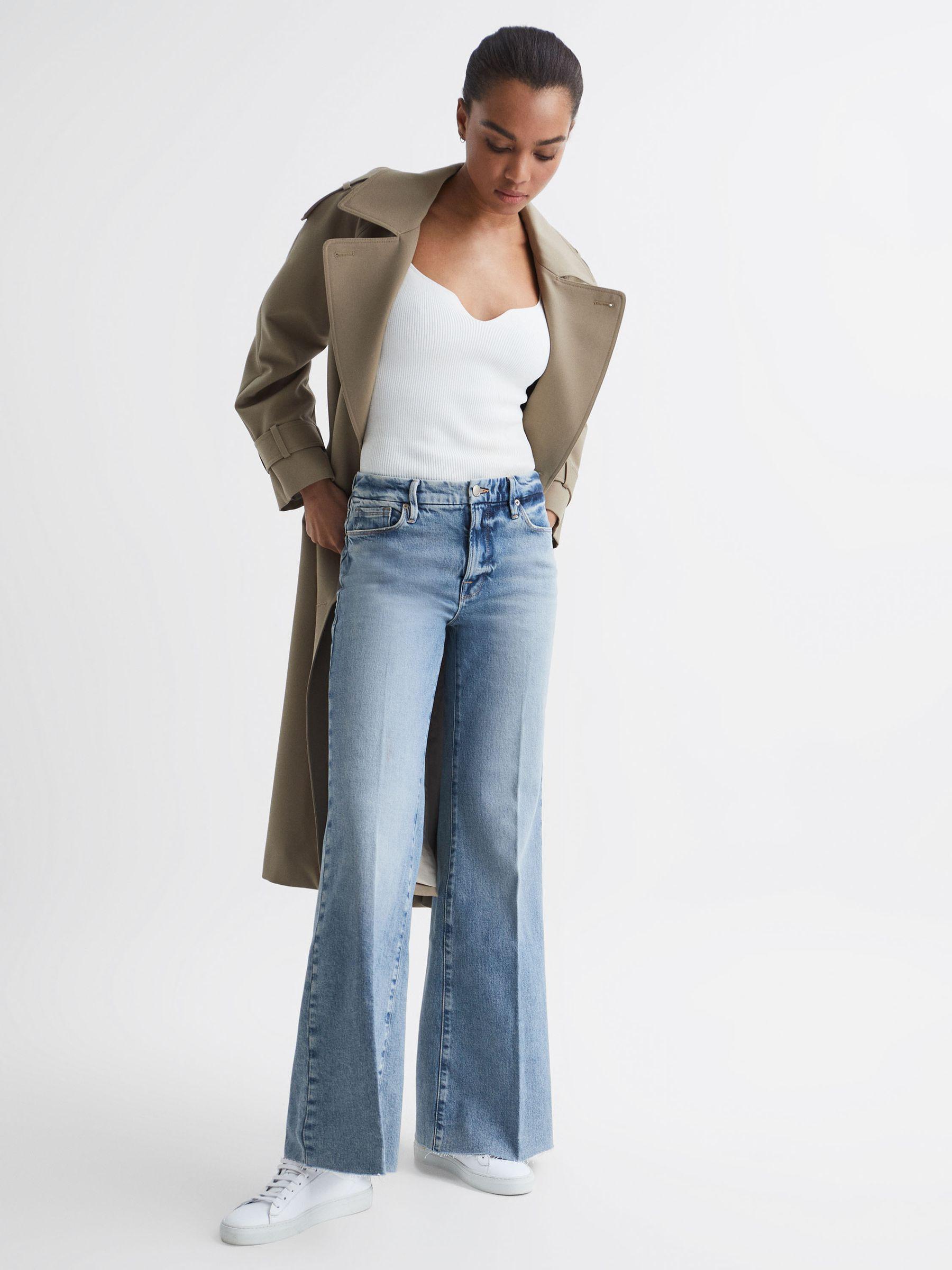 Good American Palazzo Jeans in Mid Blue Product Image