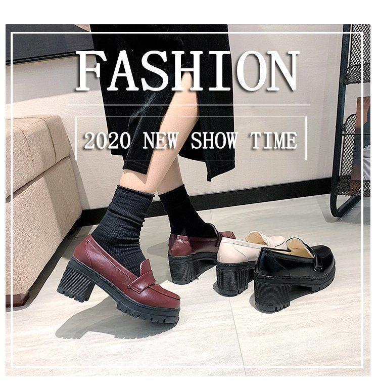 Plain Platform Chunky Heel Loafers Product Image