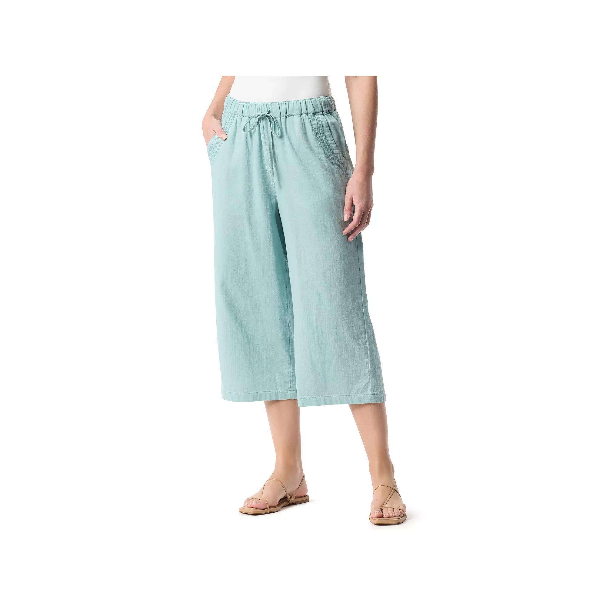 Women's Gloria Vanderbilt Drawstring Waist Wide Leg Capris, Size: Small, Aquifer Product Image