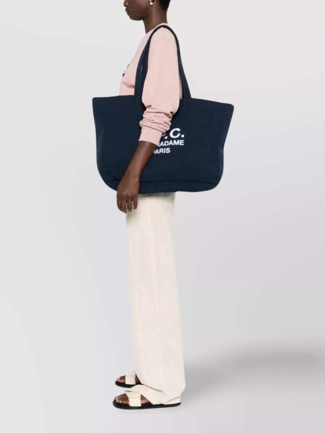 APC Navy Blue Canvas Diane Rue Madame Shopping Bag In Dark Navy Product Image