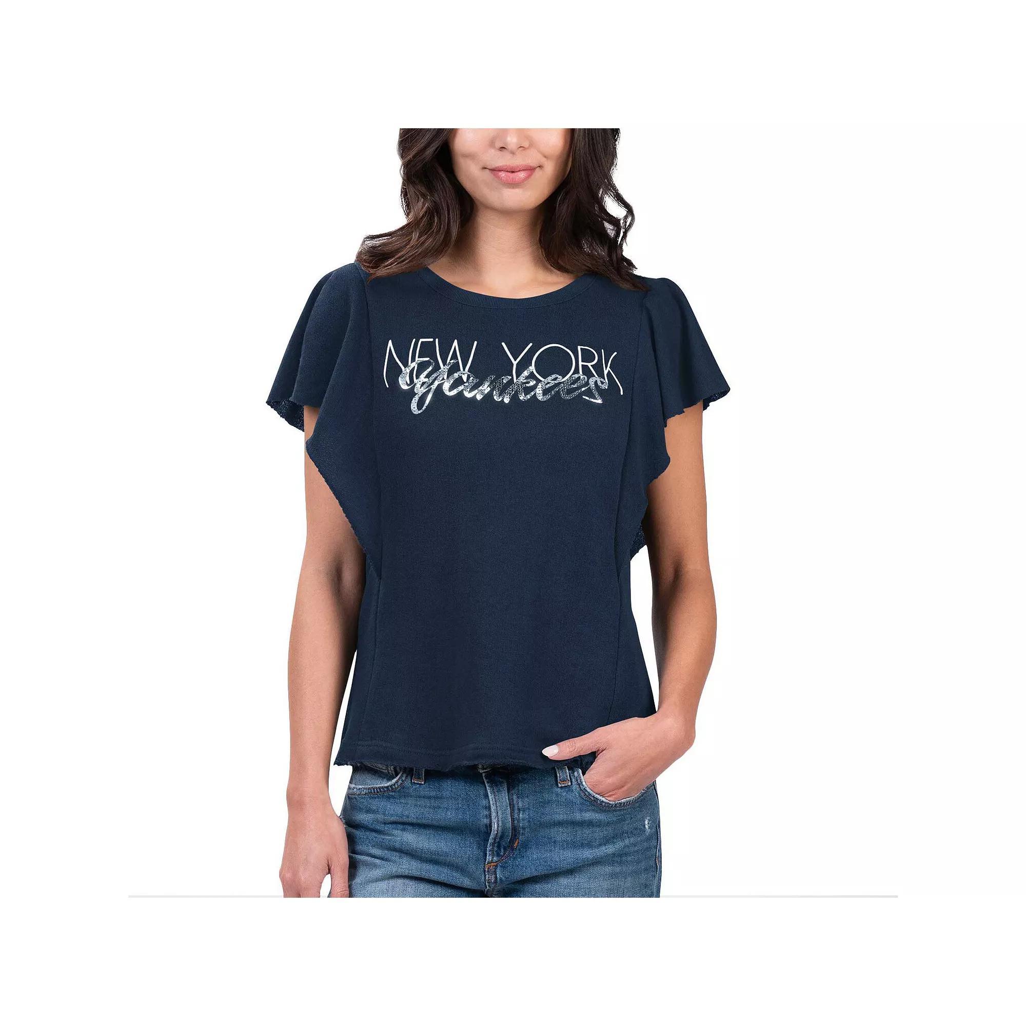 Women's G-III 4Her by Carl Banks Navy New York Yankees Crowd Wave T-Shirt, Size: Small, Blue Product Image