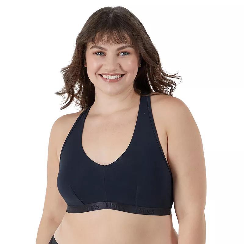 Women's Hanes Ultimate® Originals 2-Pack SuperSoft Racerback Bralette DUS201, Size: XL, Black White Product Image