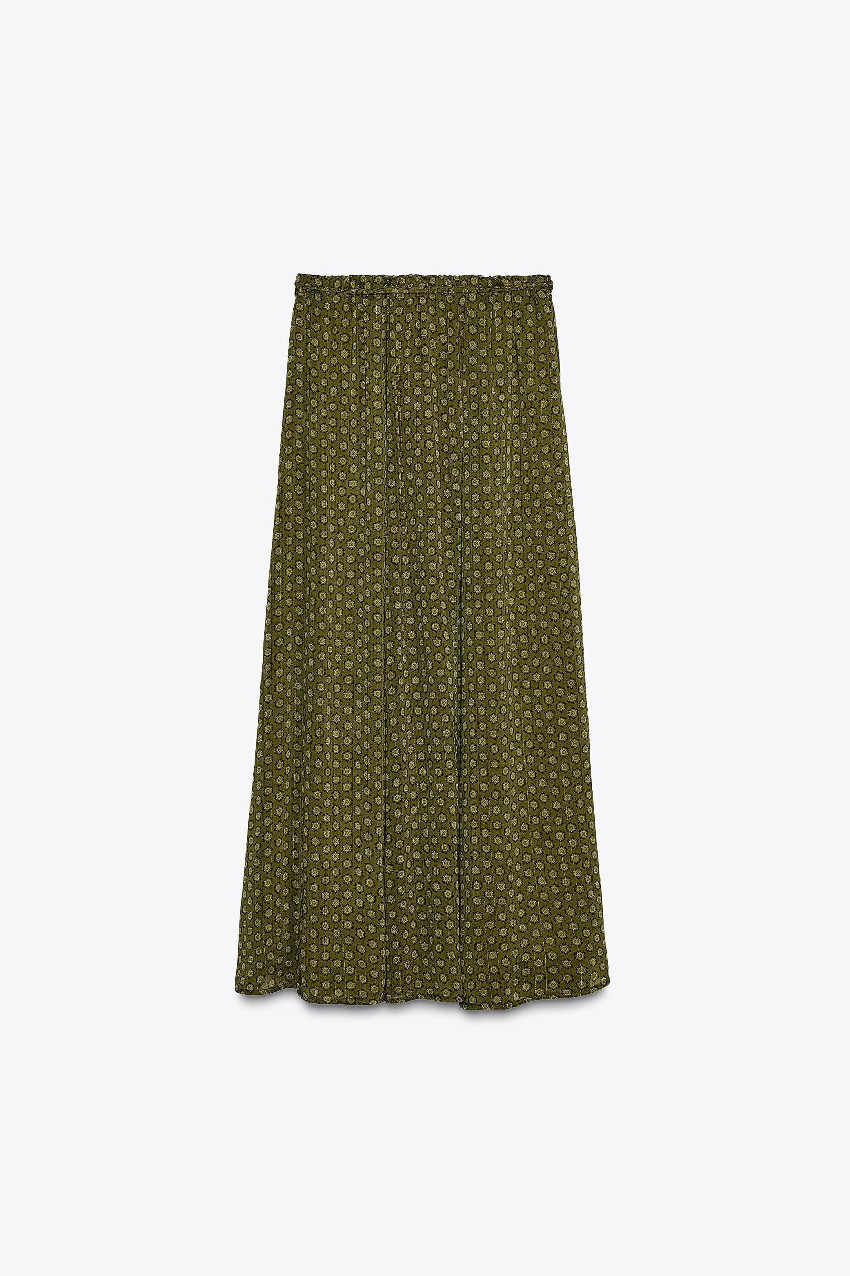 LONG PRINTED SKIRT WITH METALLIC THREAD Product Image