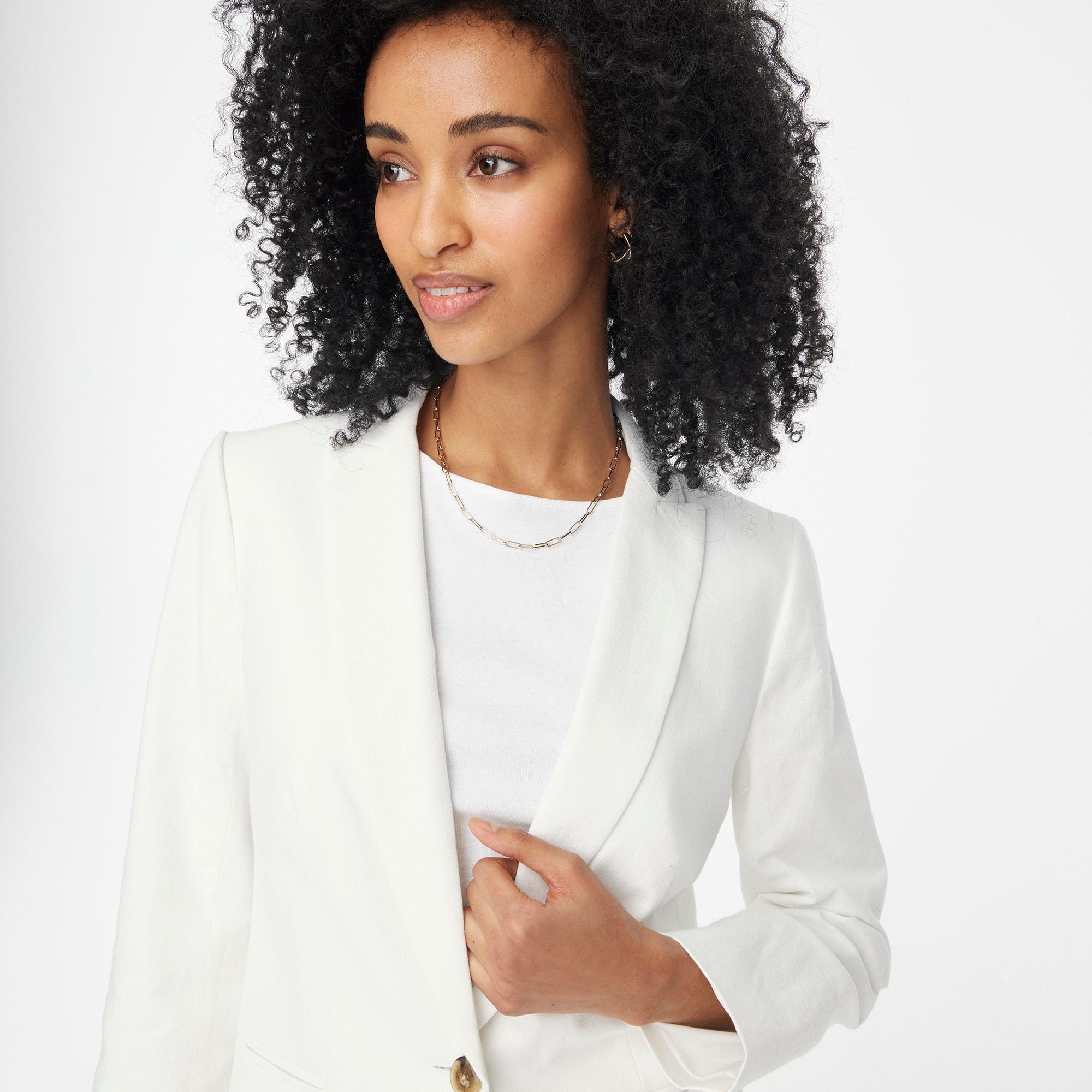 Linen-blend one-button blazer Product Image