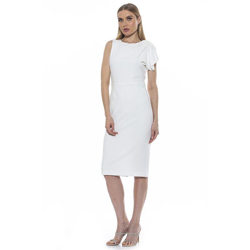 Women's ALEXIA ADMOR Crewneck Draped Midi Sheath Dress, Size: Small, Pink Product Image
