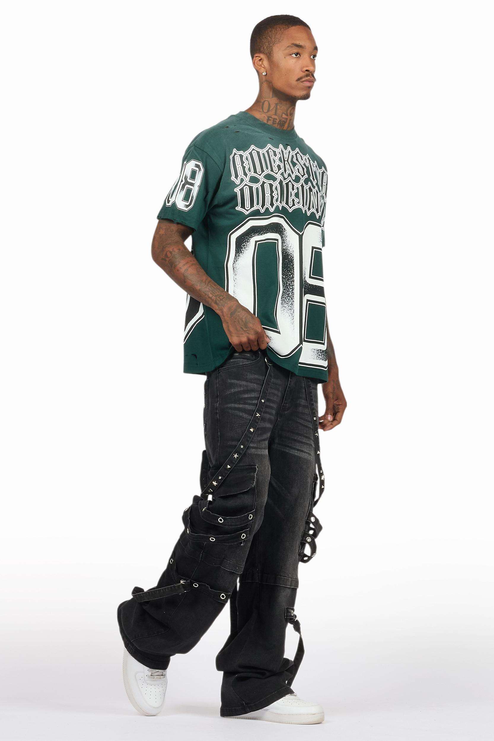Nealon Black Baggy Cargo Fit Jean Male Product Image