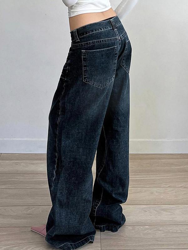 Slim Washed Loose Boyfriend Jeans Product Image