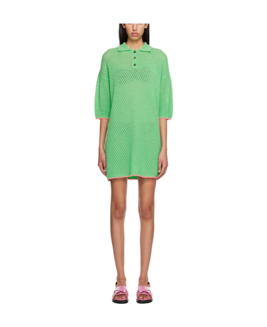 MSGM Button Mini Dress In Green Product Image