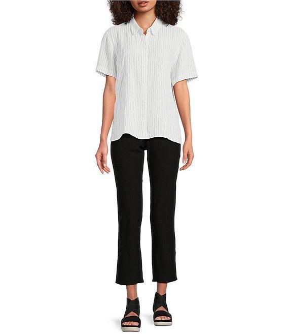 Eileen Fisher Petite Size Stretch Crepe Flat Front Crop Pants Product Image